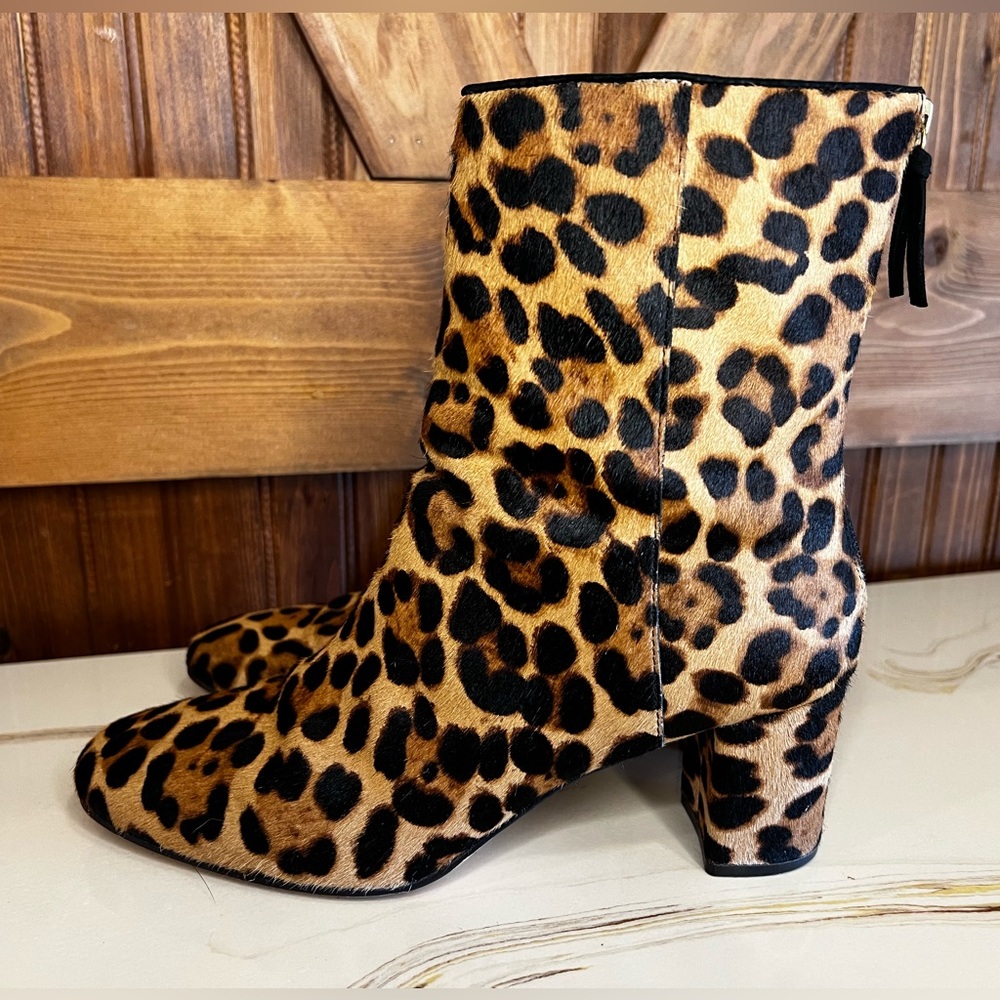 J Crew Sadie Womens Brown Ankle Boot Leopard Print Calf Hair Women’s Size 9 - Picture 5 of 9